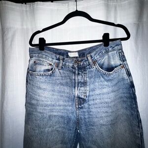 Top Shop Ripped Straight Leg Dad Jeans Light Blue Size 30 x 30